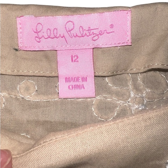 EUC Lilly Pulitzer Yasmine Embroidered Neutral Cotton Tunic Top in Tan Size 12 - Picture 5 of 7